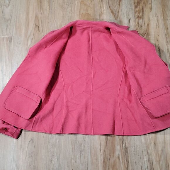 🔺️Pink Open Front Wool Blazer w/Pockets Medium - Picture 3 of 6